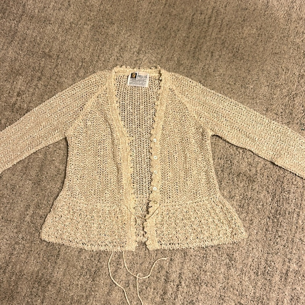 Pallas Original Hand Loomed 100% Pure Irish Linen Sweater cardigan medium